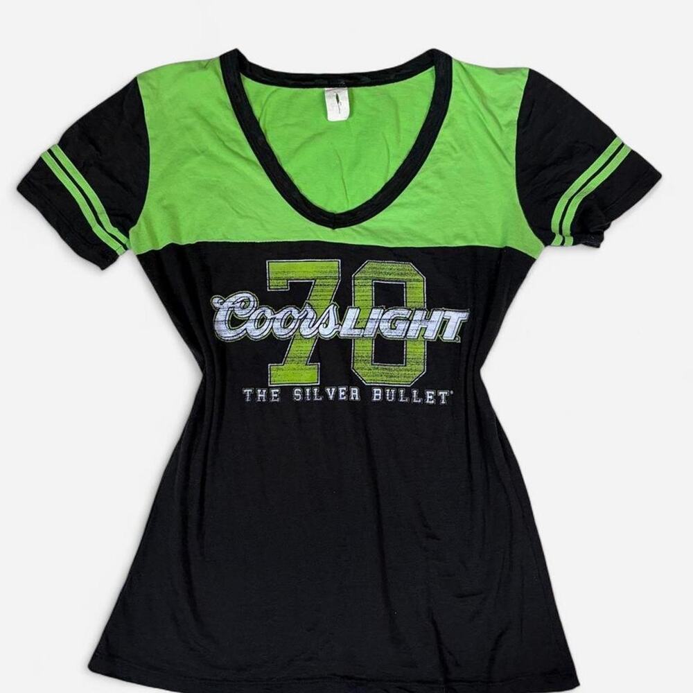 Vintage Y2K Coors Light V-Neck Tee - Tagged Size L